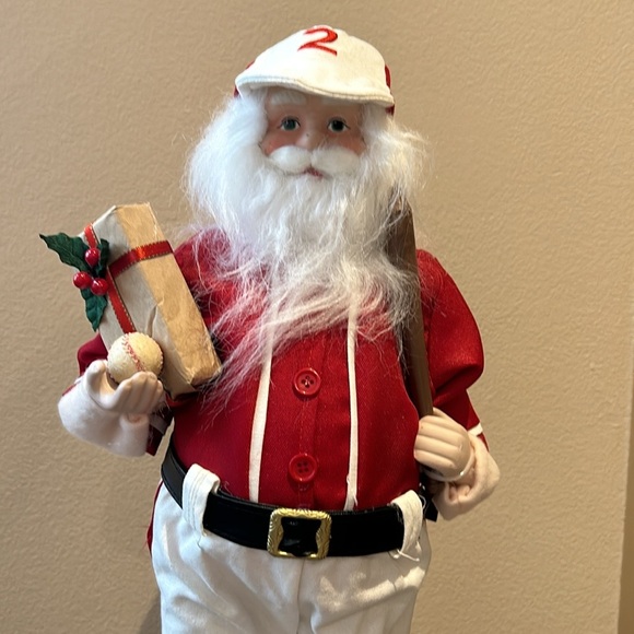 Santa Claus Ready For Baseball With Bag And Gift  Figurine New Christmas Decor - Picture 2 of 6